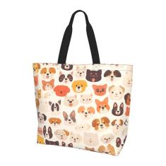 BIFMVOG Bolsa feminina grande com zíper para cães de praia, reutilizável, viagem, trabalho, compras