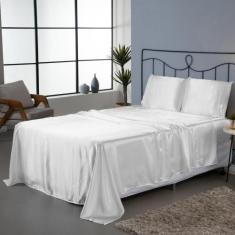 Jogo de Lençol Roupa de Cama Casal Queen Size 4 Peças Cetim Charmousse