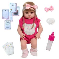 Boneca Tipo Reborn Princesa Cabelo Loiro Com macacão lindo - Cegonha R