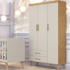 Guarda Roupa Infantil Ambiente Ludmila Off White Bétula - Carolina Bab