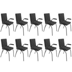 Kit 10 Cadeiras para Escritório Coletiva Estofada Auditório Linha Offi