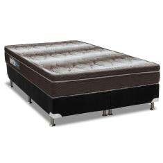 Cama Box King: Colchão Ortopédico Ortobom Light Ortopillow + Base Crc Camurça Black(186X198)