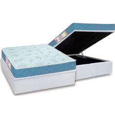 Cama Box Baú Casal: Colchão Espuma Castor D45 Sleep Max + Base crc Courano White(138x188)
