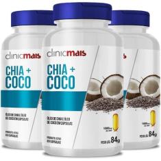 Kit 3 Óleo De Chia + Óleo De Coco 1G Clinicmais 60 Cápsulas