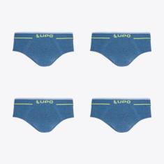Kit 4 Cuecas Lupo Slip Fio Texturizado Sem Costura 00624-003, Azul, GG