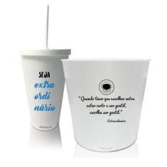 Kit Balde De Pipoca E Copo Personalizados - Extraordinário - Krystalon