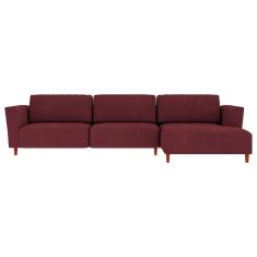 Sofá 325cm com Chaise Direita Franz Suede Bordô - Gran Belo
