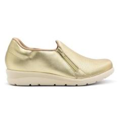 Tênis Usaflex Em Couro Slip On Zíper MM1801-Feminino