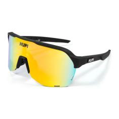 Óculos de Sol para Ciclismo Hupi Huez Preto - Lente Dourado Espelhado, Cor: Preto