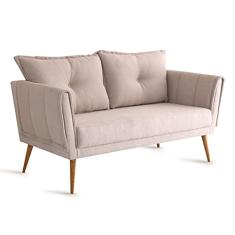 Poltrona Namoradeira Isadora linho composê pés palito - Poltronas do Sul