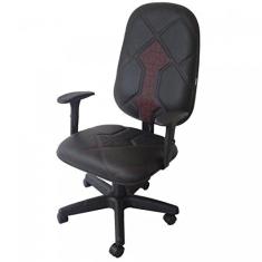 Cadeira Gamer Spectro Braço Regulável Modelo Presidente Ecoflex Costura Vermelha