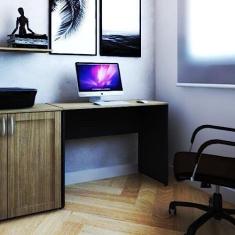 Mesa para Escritório Fini Bramov Móveis Preto/carvalho Mel