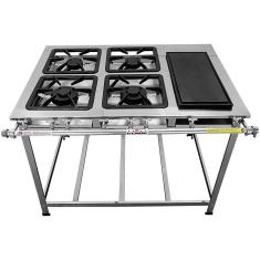 Fogão Serv Kenok 4 Bocas 2 Duplas com Bifeteira Baixa Pressão FBSE4B.838