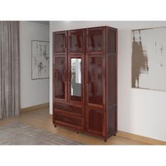 Guarda-roupa Solteiro com Espelho 7 Portas 2 Gavetas Fortaleza Mel