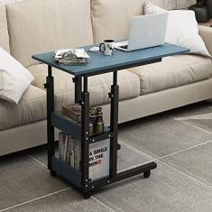 Mesa sobreposta com rodas inferiores deslizantes gratuitas, mesa de computador para carrinho de laptop ajustável em altura, mesa de café da manhã para leitura de enfermagem lateral do sofá,