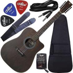 Kit Violão Rozini Eletroacústico Folk 12 Cordas Aço Rx415At