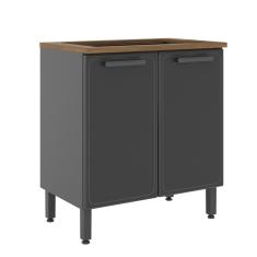 Balcão para Cooktop Bertolini Estilo em Aço 2 Portas Grafite