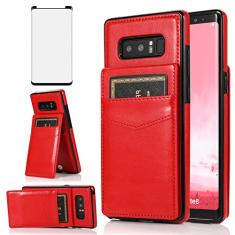 Capa de telefone para Samsung Galaxy Note 8 com protetor de tela de vidro temperado e suporte para cartão de crédito capa carteira suporte acessórios de celular de couro Glaxay Note8 Not S8 Galaxies