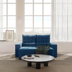 Sofá Retrátil e Reclinável 3 Lugares 180cm Embaúba Extra Cabecasa Madeiramadeira Azul Diamante