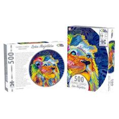 Quebra-cabeça redondo 500 peças leão majestoso pais e filhos