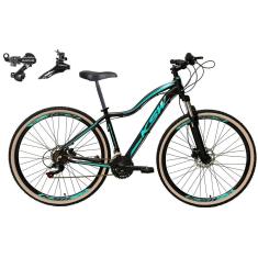 Bicicleta Aro 29 Feminina Ksw Mwza Alumínio 21V Câmbios Shimano Tz Freio a Disco Pneus Faixa Bege-Feminino