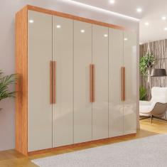Guarda-roupa Casal 6 Portas 4 Gavetas Atlanta Cinamomo/ Off-White