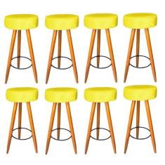 Kit 09 Banqueta Alta Flora Pés Palito em Madeira Caramelo para  Bar Bi