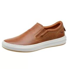 Tenis Slip On Couro Casual Calce Facil Palmilha Gel Anti-Impacto Solad