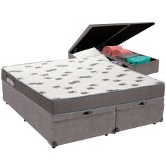 Cama Box Baú Cinza E Colchão Light Espuma D33 Queen Ortobom