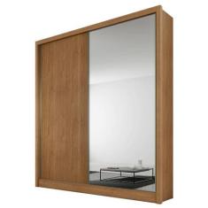 Guarda Roupa Solteiro com Espelho MDF 3 Gavetas - Virtus -Cumaru - Móv