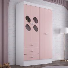 Guarda Roupa Infantil 4 Portas com Janela 2 Gavetas Maya Rodial