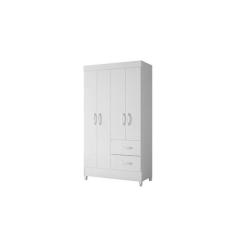 Guarda Roupa Mobi 4 Portas 2 Gavetas Biflex ( Branco Fosco Liso/Rosa M