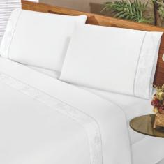 Jogo De Lençol Queen Imperio 4 Peças Percal 180 Fios - Branco