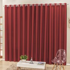 Cortina 4 Mts Sala Quarto Escritório Semiblackout Para Trilho Suisso Vermelho