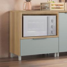 Balcão Forno 1 Gaveta Com Caixa Organizadora 80cm 100% Mdf Marquesa Nature-verde