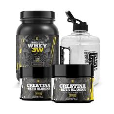 Kit Whey Protein 3W + 2x Creatina c/ Beta Alanina 150g + Galão 1,5L - Iridium Labs-Unissex