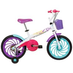 Bicicleta Infantil Aro 16" Caloi Ceci Branco e Rosa com Cestinha Freio V-Brake-Feminino
