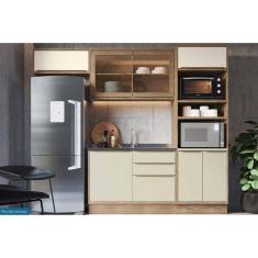 Cozinha Modulada Completa Versalis 4 Peças (2Aéreos+1Balcão+1TorreQuente) C4P189 Freijo/Cinza Argila - Herval