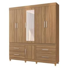 Guarda Roupa Casal Guarujá 6 Portas 4 Gavetas MDP Amêndola Touch Demóbile