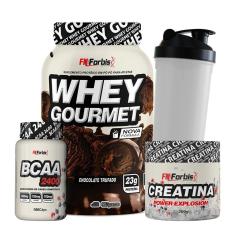 Kit Whey Protein Gourmet + Creatina 300g + BCAA 100 cáps + Coqueteleira - FN Forbis Nutrition-Unissex