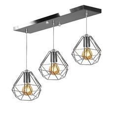 Lustre Pendente Aramado Triplo Base Retangular Escovado
