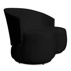 Sofá Namoradeira 2 Lugares Decorativa Lara Veludo Preto/PU Preto - Montanaris Decor