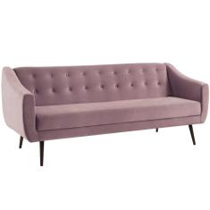 Sofa Cama 3 Lug Pes Tabaco 210 cm 7019X1 Veludo Rosa Dmobiliario