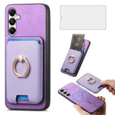 Asuwish Capa de celular para Samsung Galaxy A05s carteira de celular com protetor de tela de vidro temperado anel fino suporte compartimento para cartão de crédito Ao5s A 05s mulheres meninas homens