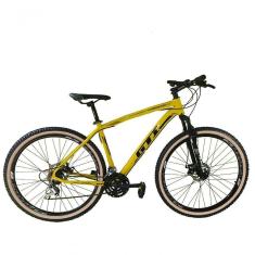 Bicicleta Aro 29 Gti Roma Alumínio 27v Freio Disco Mecânico Pneu Faixa Bege - Amarelo Tam.17