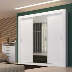Guarda Roupa Solteiro Espelho 3 Portas PH1708 Herval, Branco Touch