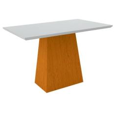 Mesa De Jantar Para 4 Lugares Tampo De Madeira Com Vidro Jasmin 1,20m 