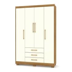 Guarda Roupa Solteiro 4 Portas E 3 Gavetas Valência Nature/champanhe - Pallazio