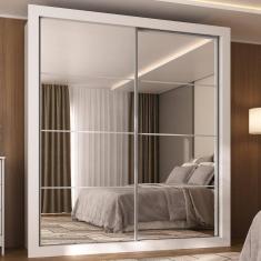 Guarda-roupas Casal Com Espelho 2 Portas De Correr 4 Gavetas Malibu Multimóveis Mp4273 Branco Branco