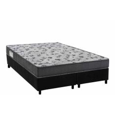 Cama Box Queen: Colchão Ortopédico Ortobom D33 Anatômico ISO 100 Ultra Firme + Base CRC Suede Black (158x198)